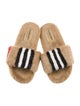 Burberry toddler girls' fur trim slides