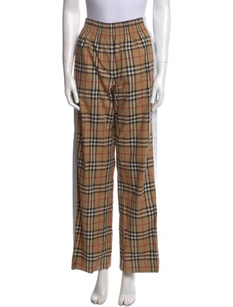 Burberry Plaid Print Wide Leg Pants