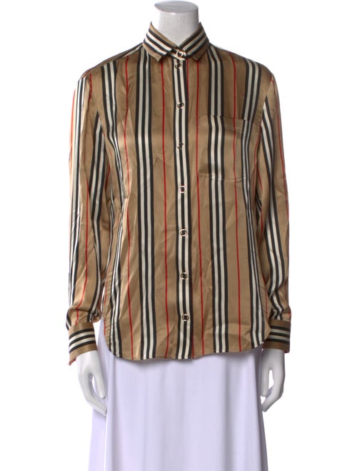 Burberry Silk Striped Button-Up Top