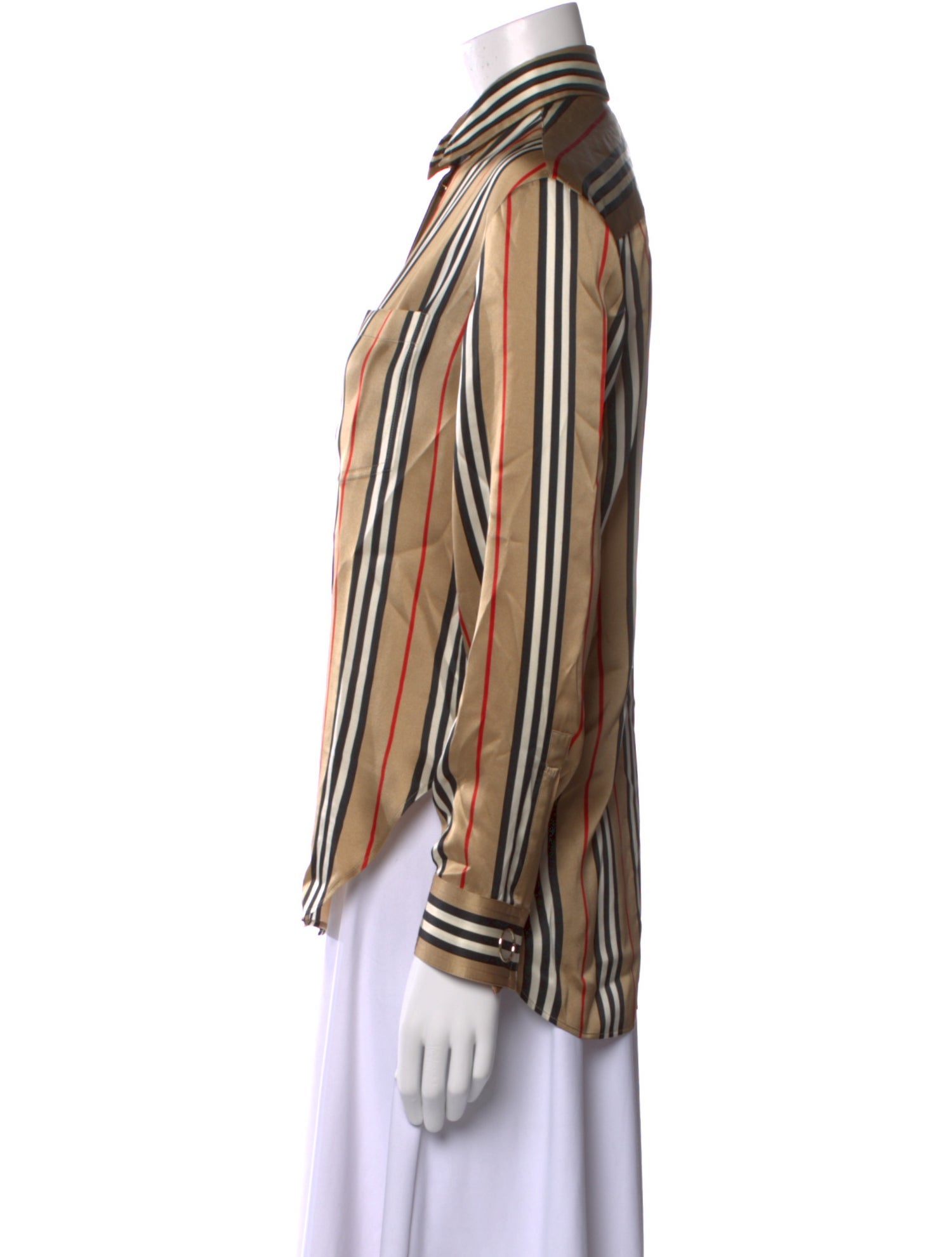 Burberry Silk Striped Button-Up Top