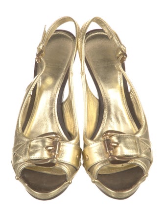 Burberry Nova Check Pattern Leather Slingback Sandals