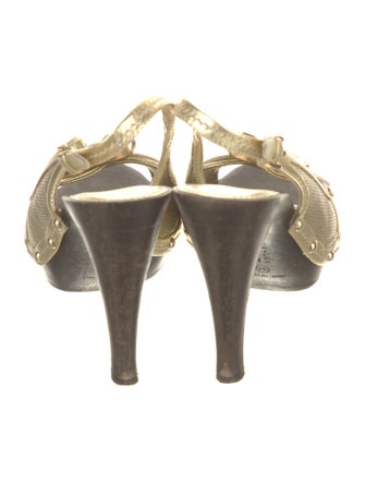 Burberry Nova Check Pattern Leather Slingback Sandals