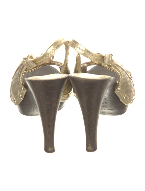 Burberry Nova Check Pattern Leather Slingback Sandals