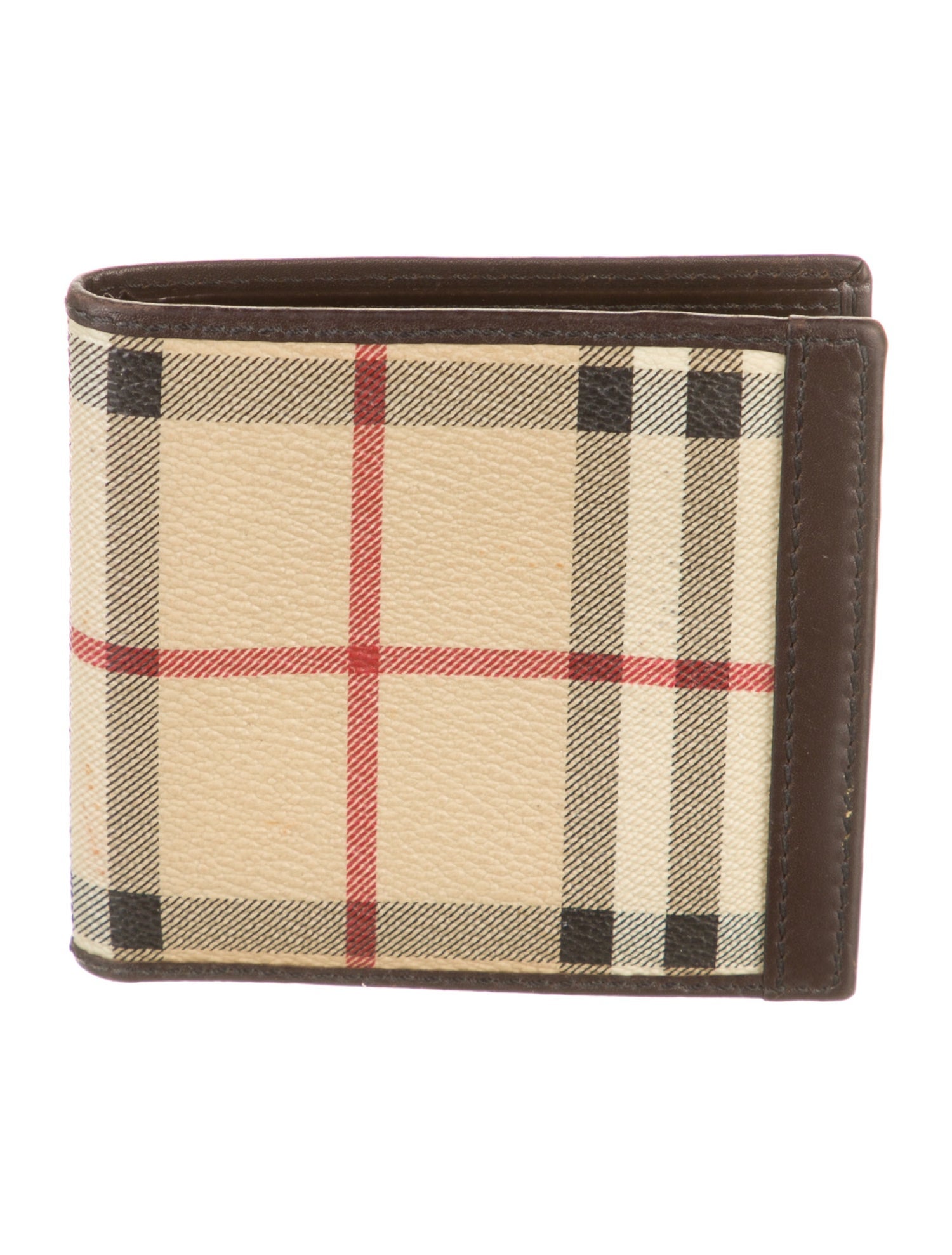 Burberry Haymarket Check Pattern Striped Bifold Wallet