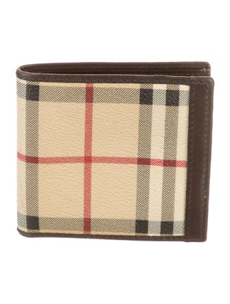 Burberry Haymarket Check Pattern Striped Bifold Wallet