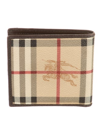 Burberry Haymarket Check Pattern Striped Bifold Wallet