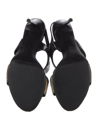 Burberry Nova Check Pattern Patent Leather Slingback Sandals