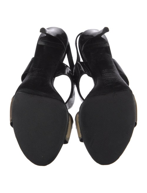 Burberry Nova Check Pattern Patent Leather Slingback Sandals