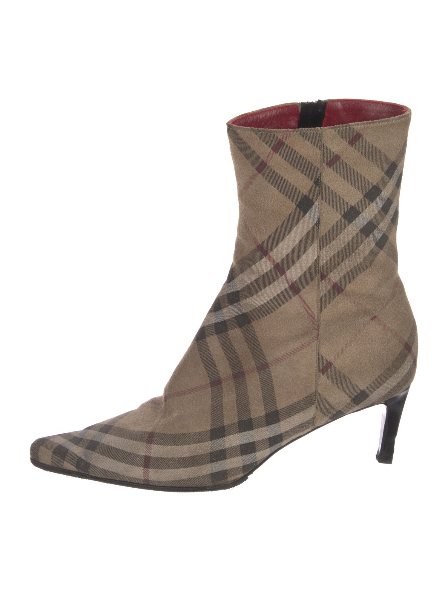 Burberry Nova Check Pattern Suede Boots