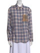 Burberry Plaid Print Long Sleeve Button-Up Top