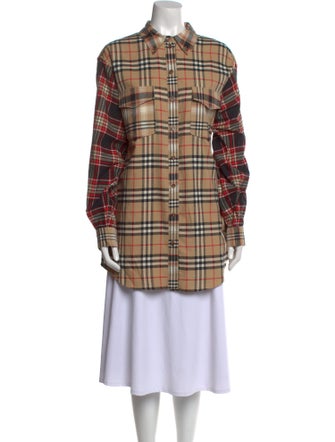 Burberry Plaid Print Long Sleeve Tunic