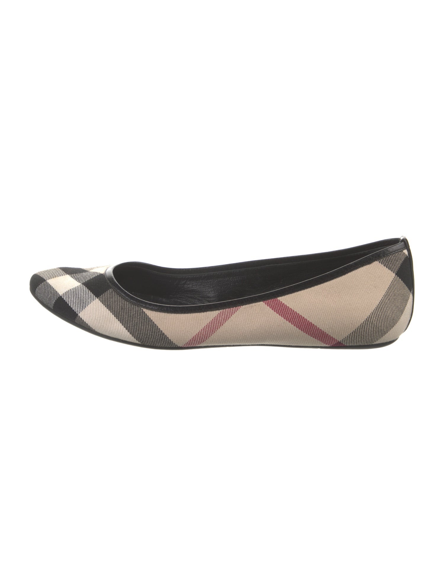 Burberry Canvas Plaid Print Ballet Flats