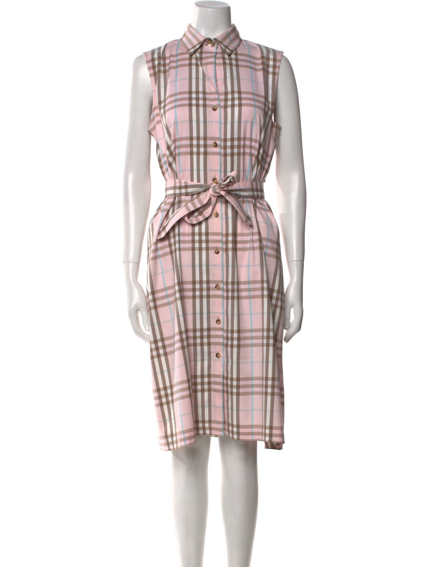 Burberry Plaid Print Midi Length Dress
