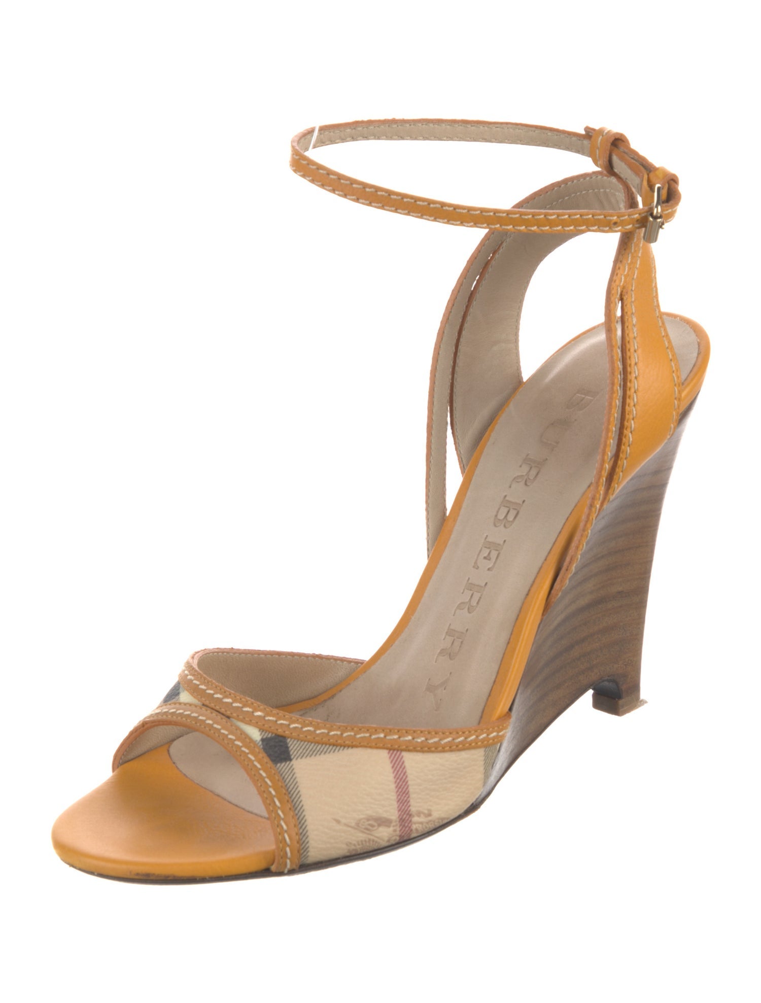 Burberry Haymarket Check Pattern Leather Sandals