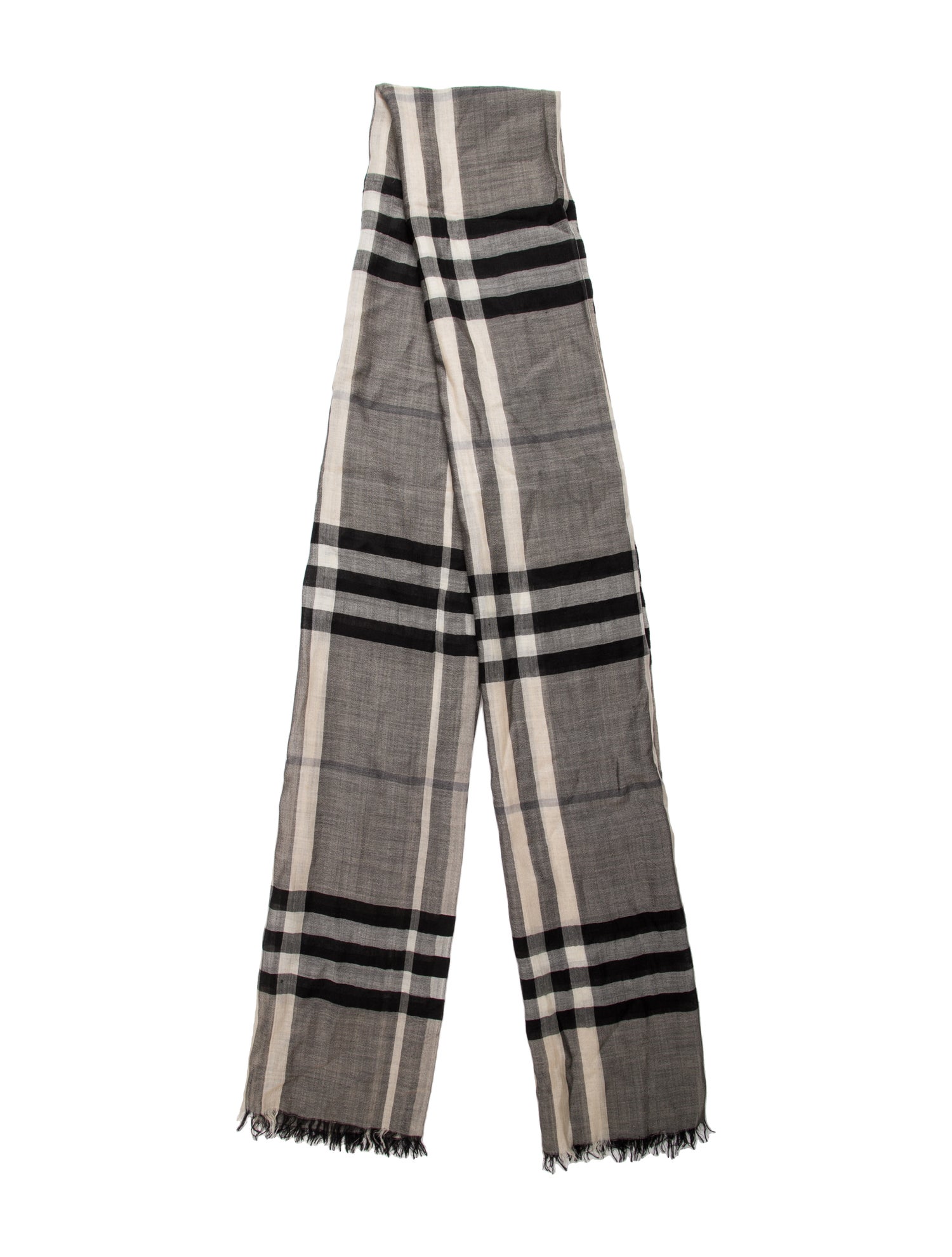 Burberry Virgin Wool Plaid Print Scarf