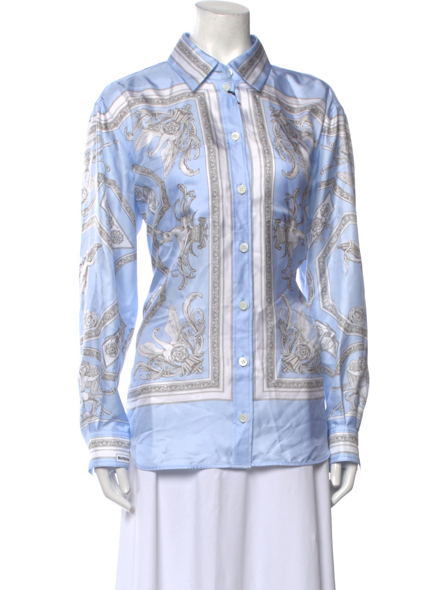 Burberry Silk Printed Button-Up Top