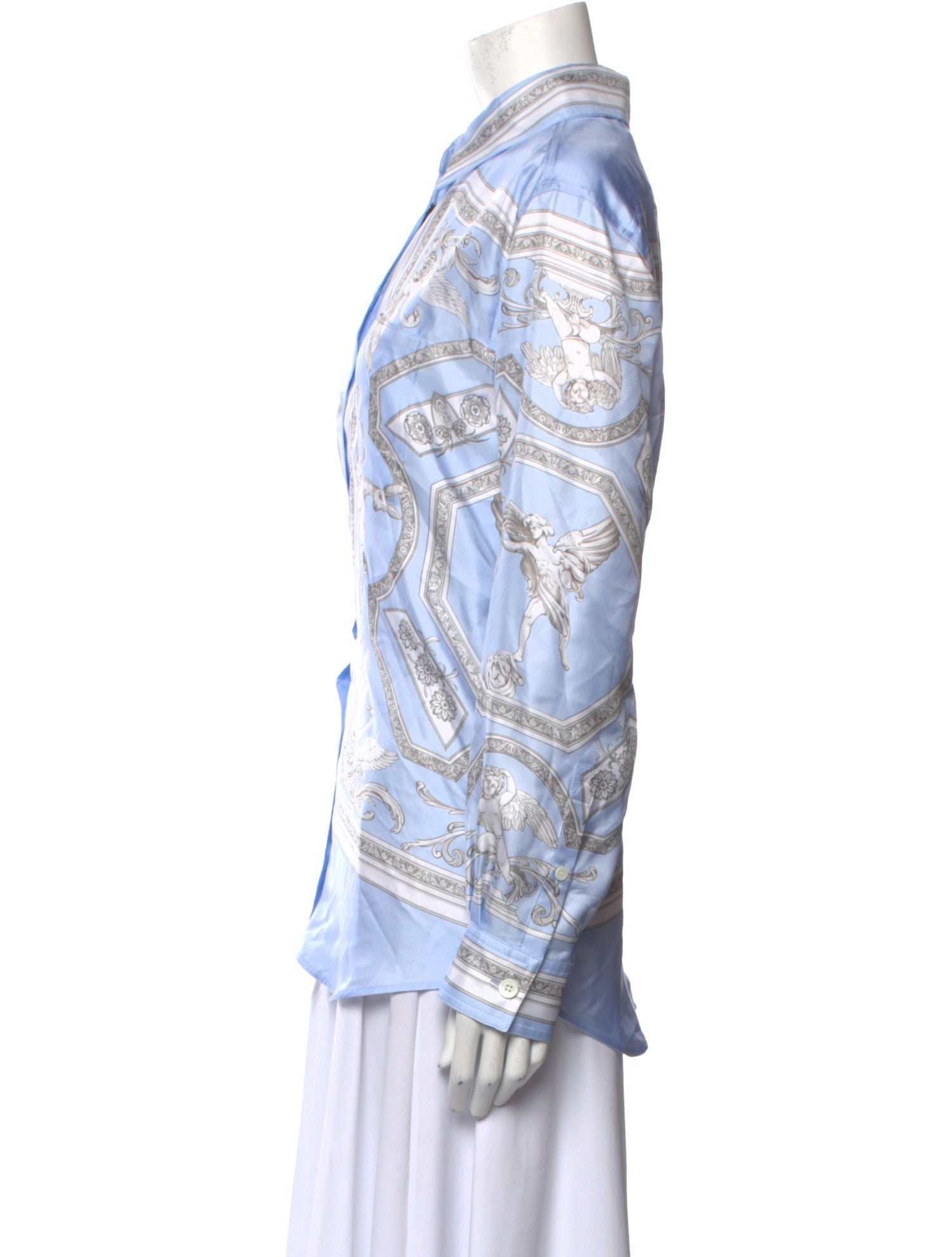 Burberry Silk Printed Button-Up Top