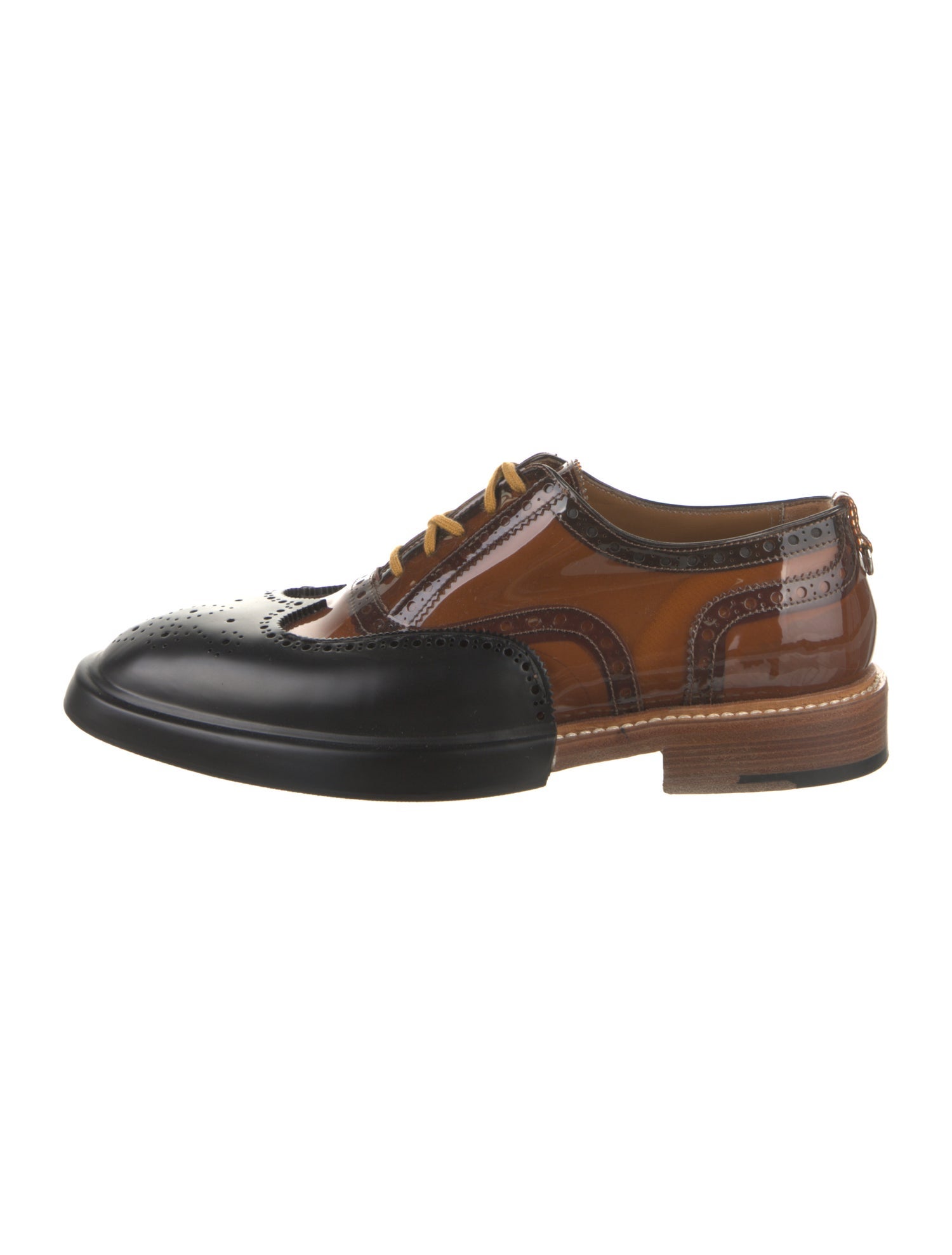 Burberry Patent Leather Colorblock Pattern Brogues