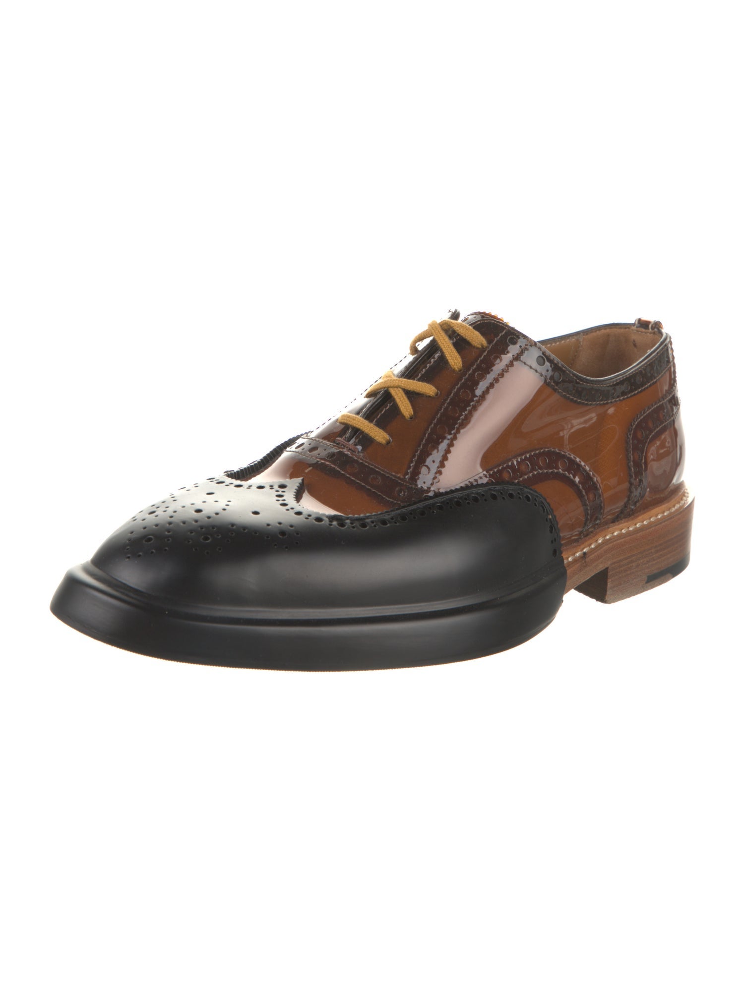 Burberry Patent Leather Colorblock Pattern Brogues