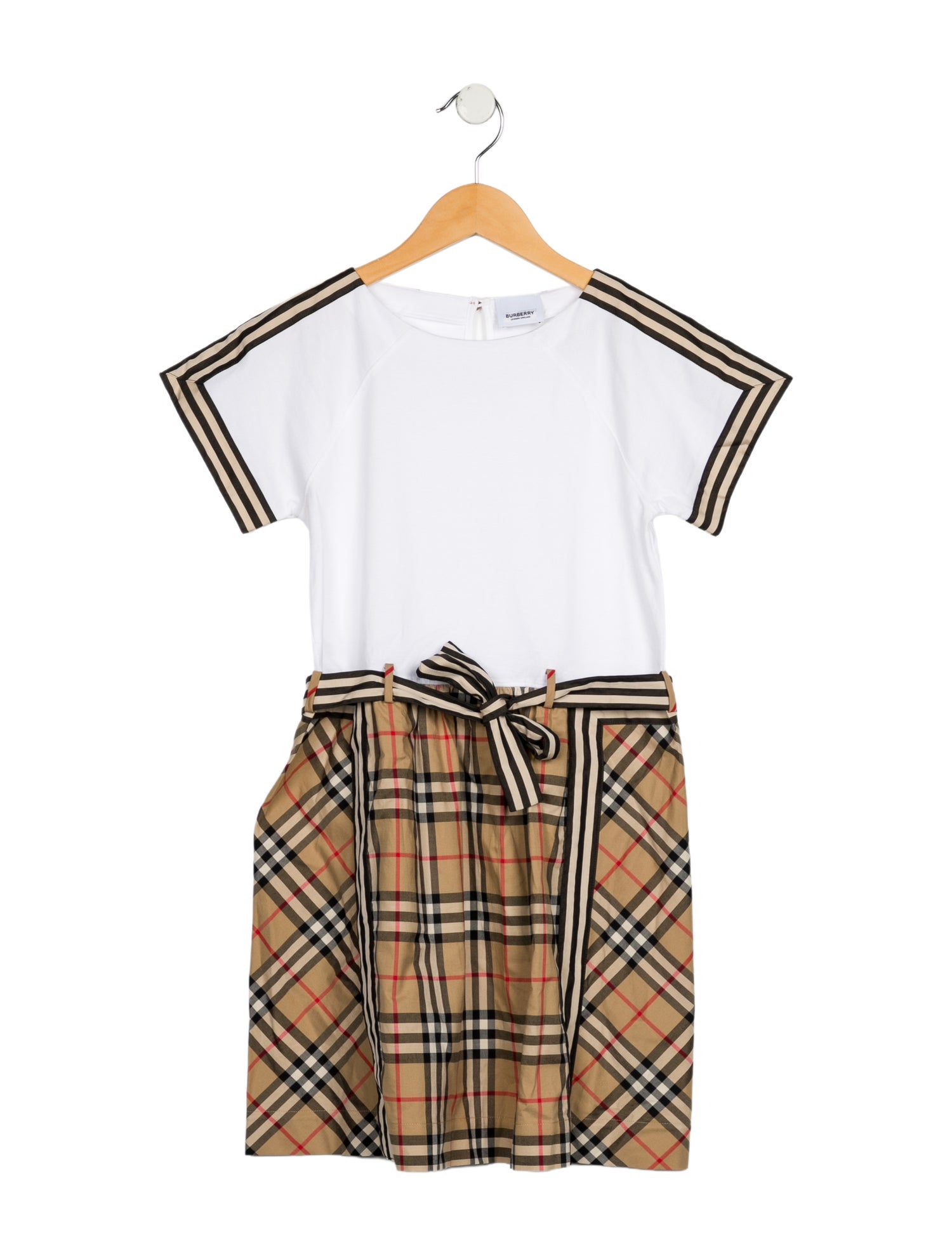 Burberry kids girls white check pattern printed dress
