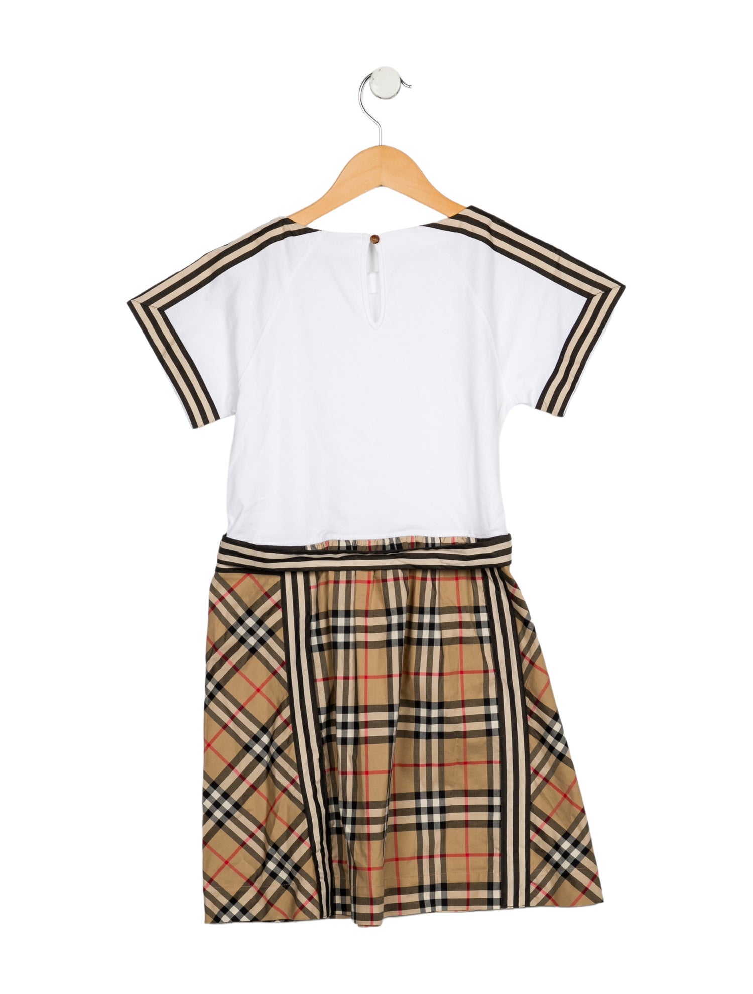 Burberry kids girls white check pattern printed dress