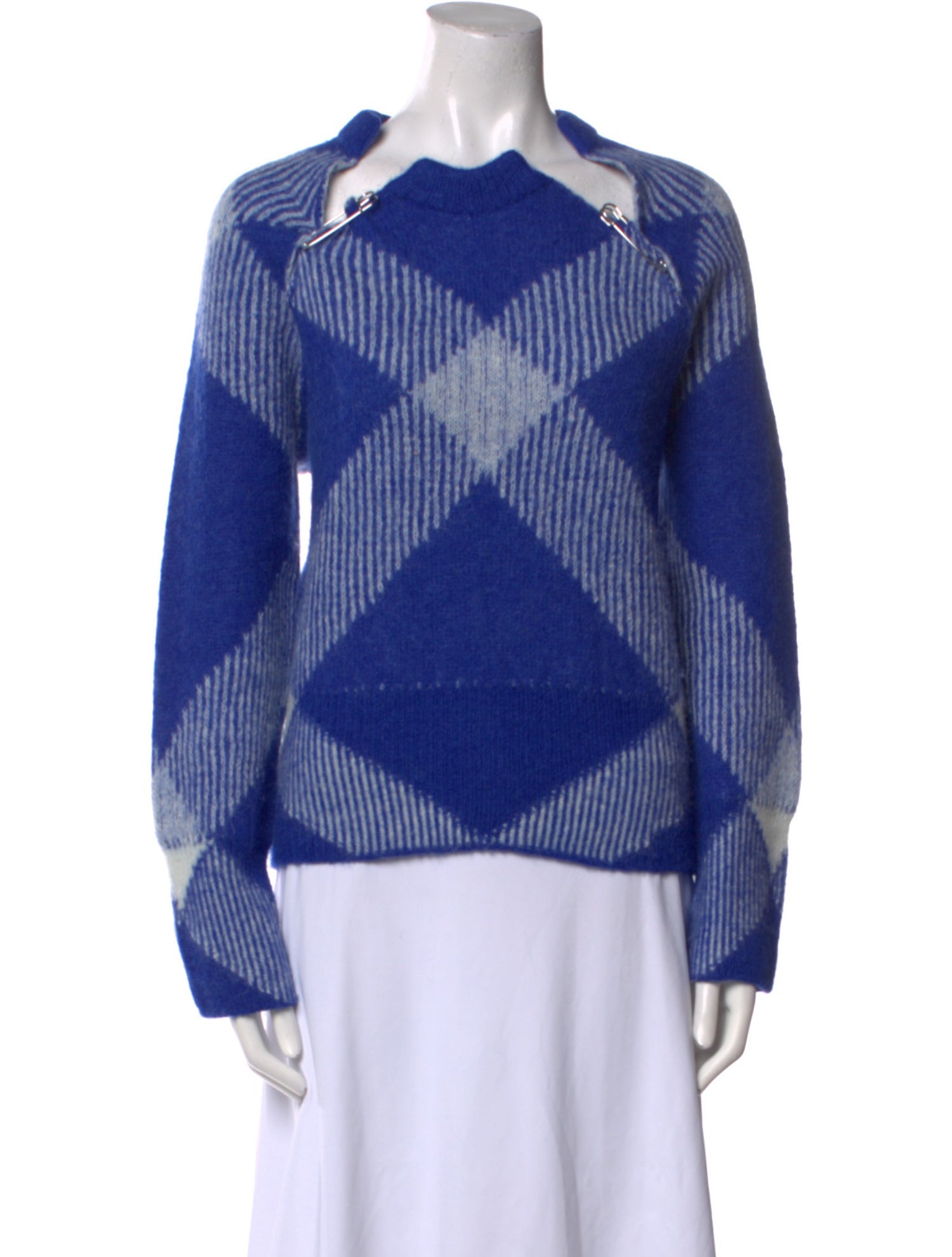 Burberry Alpaca Plaid Print Sweater