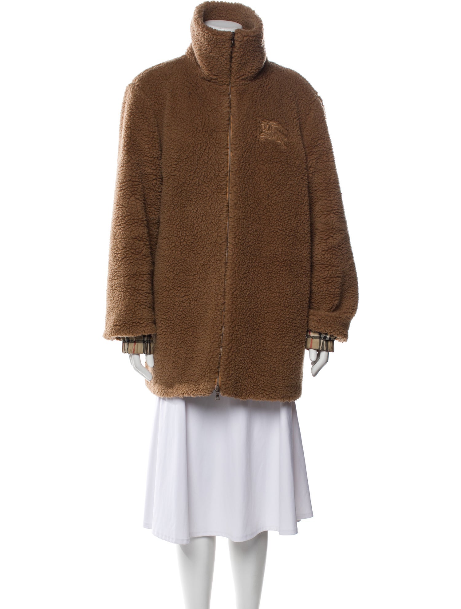 Burberry Wool Faux Fur Coat