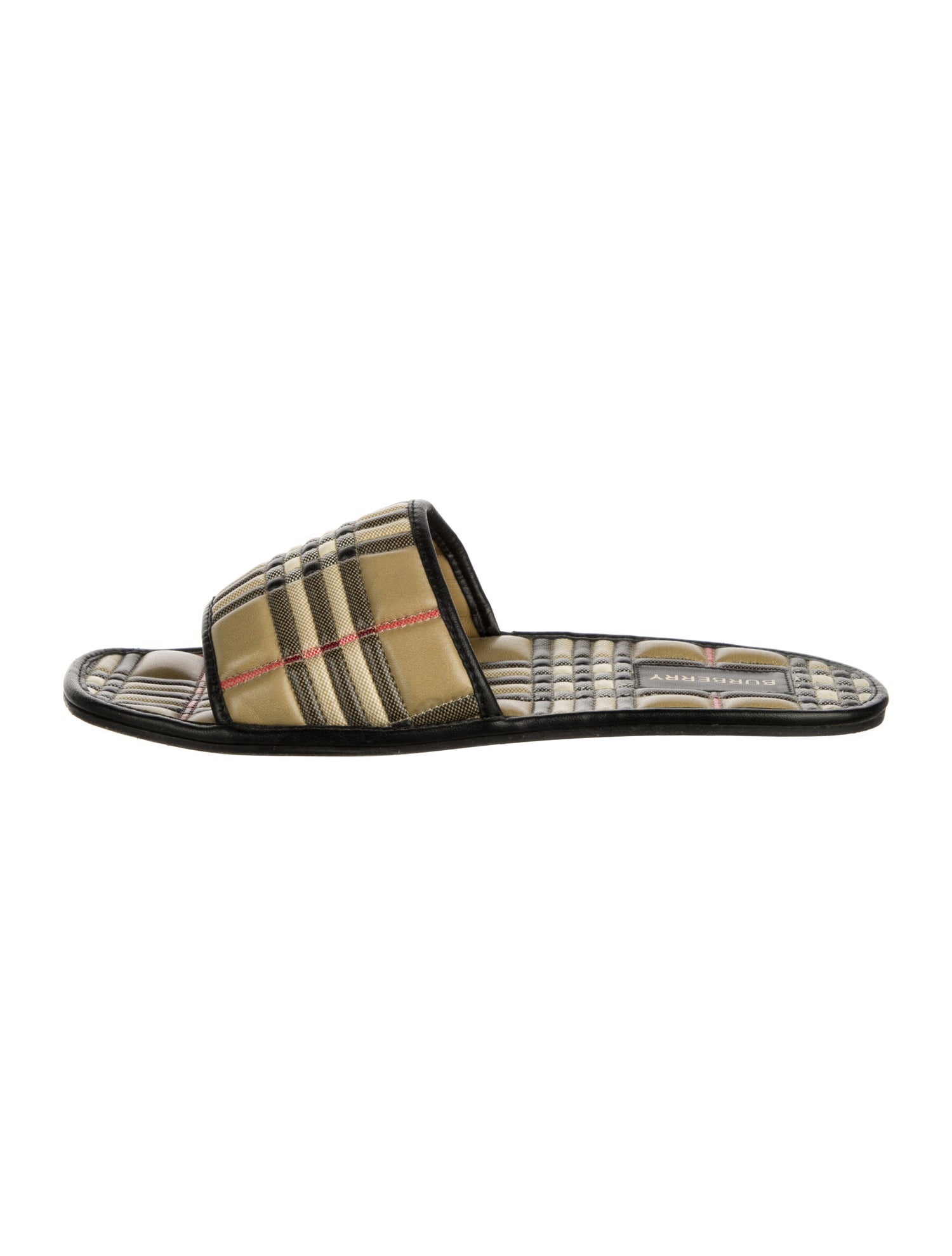 Burberry Nova Check Pattern Leather Slides