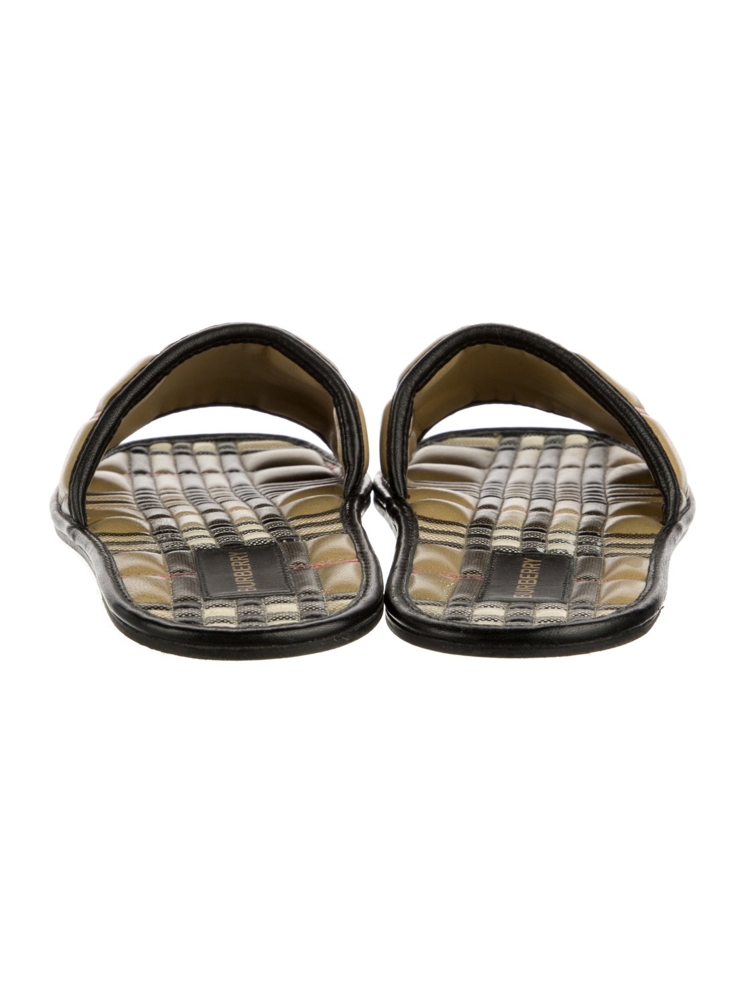 Burberry Nova Check Pattern Leather Slides