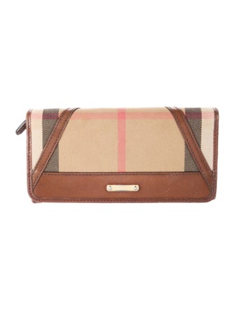 Burberry Canvas Plaid Print Wallet