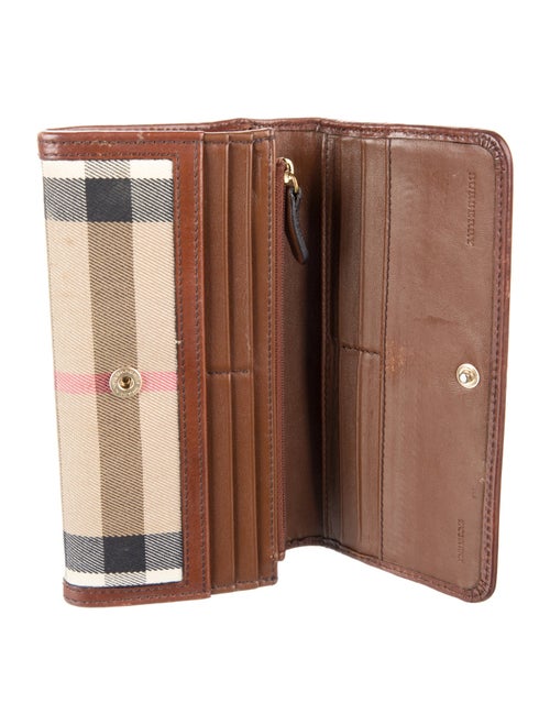 Burberry Canvas Plaid Print Wallet