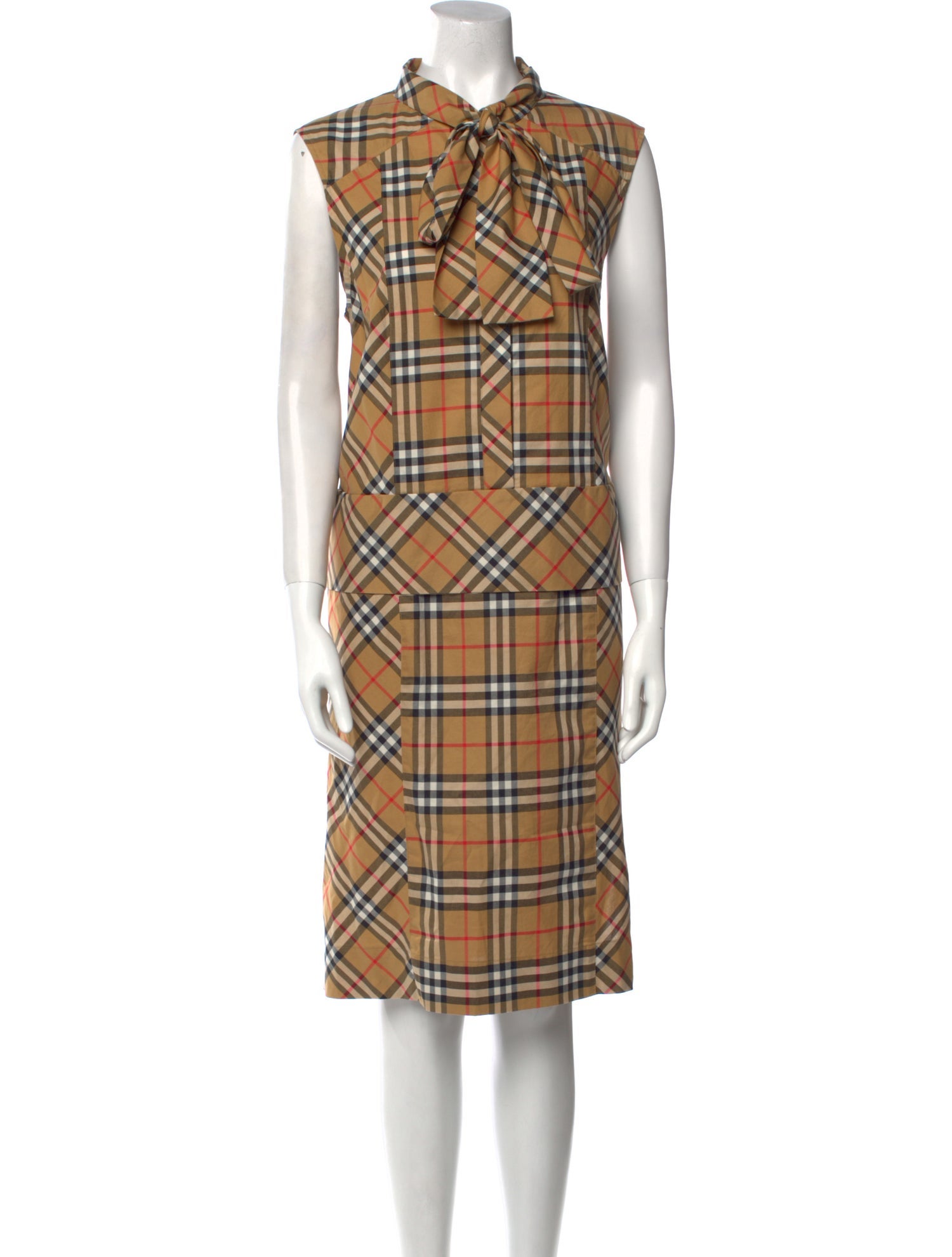 Burberry Plaid Print Midi Length Dress
