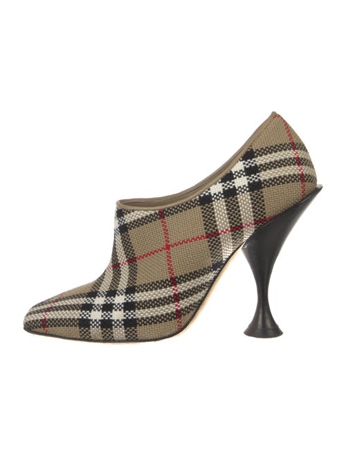 Burberry Canvas Plaid Print T-Strap Pumps