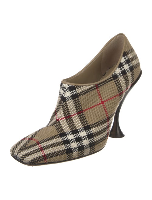 Burberry Canvas Plaid Print T-Strap Pumps