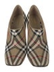 Burberry Canvas Plaid Print T-Strap Pumps