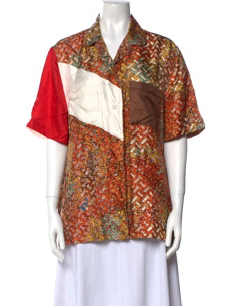 Burberry Silk Printed Button-Up Top