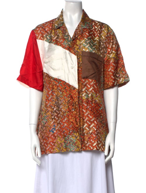 Burberry Silk Printed Button-Up Top