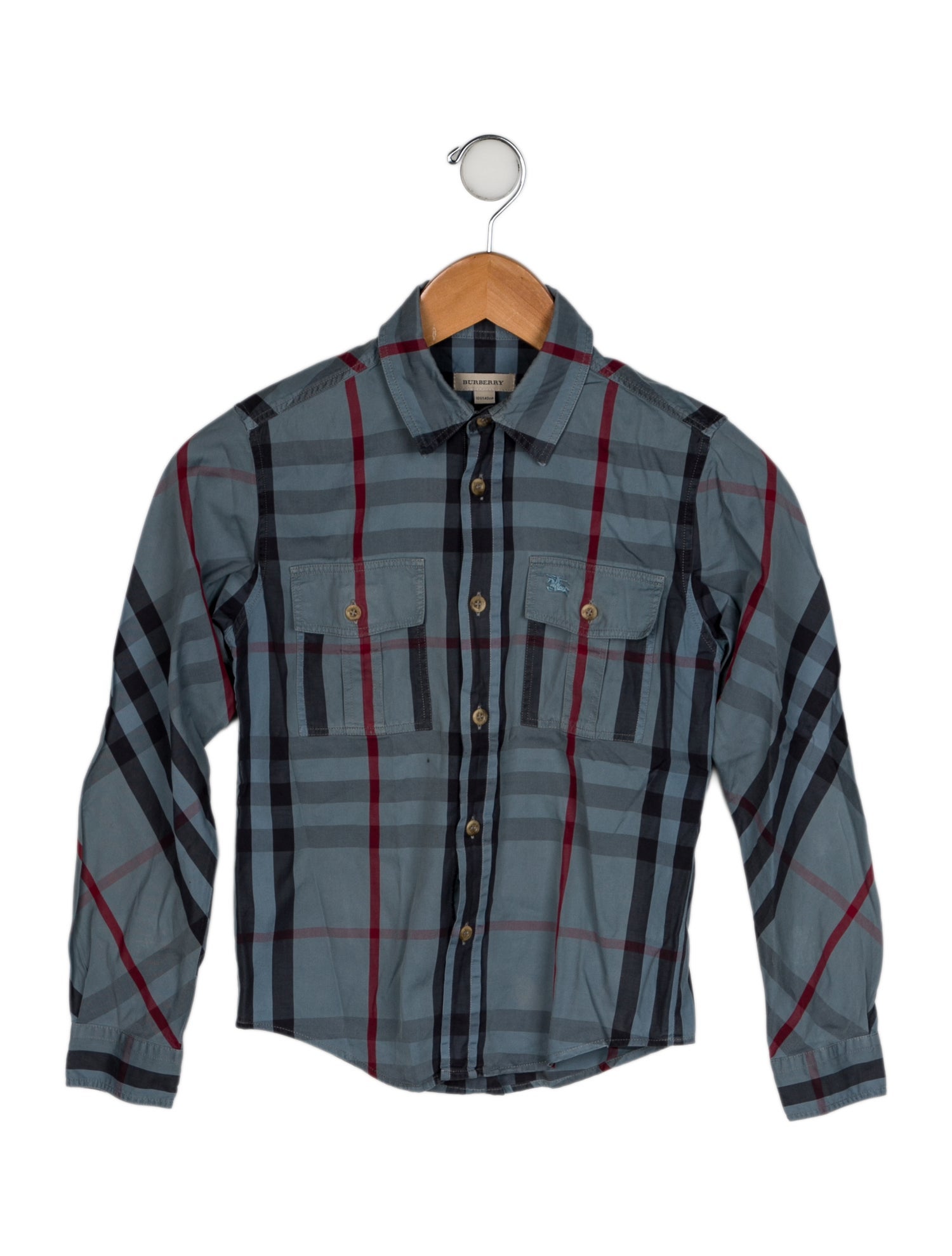 Burberry Boys' Plaid Pattern Long Sleeve Button Up Shirt