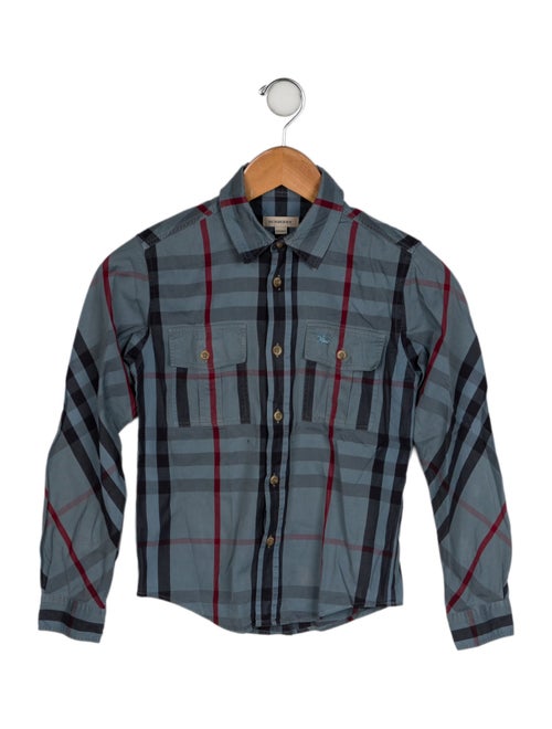 Burberry Boys' Plaid Pattern Long Sleeve Button Up Shirt