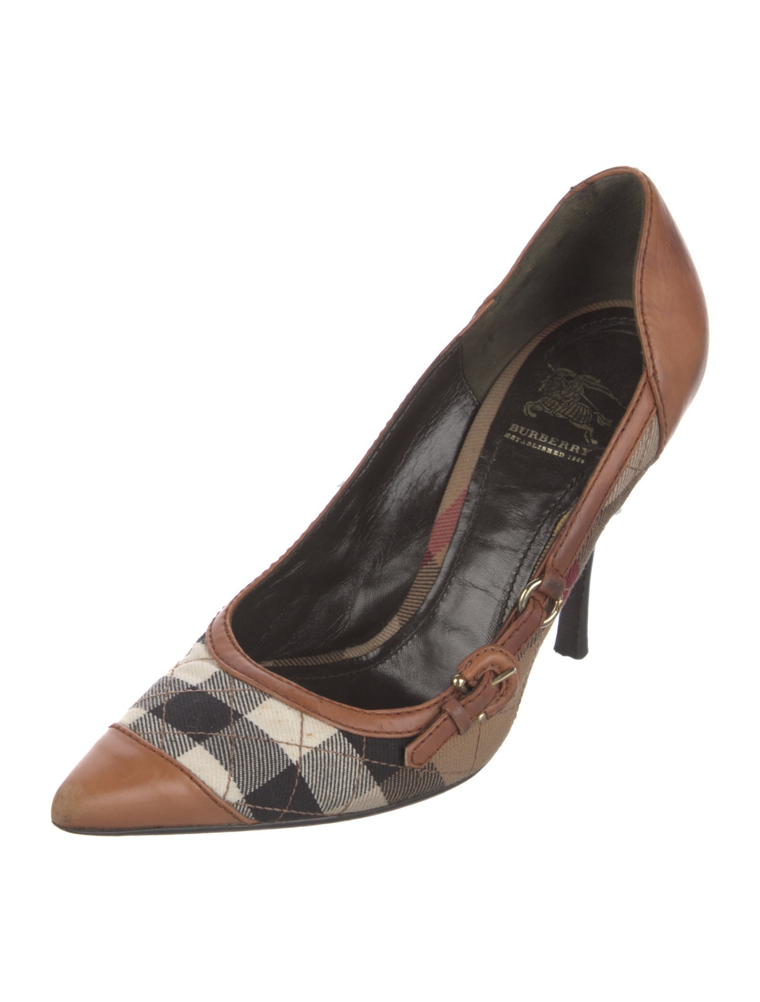 Burberry Canvas Plaid Print Pumps