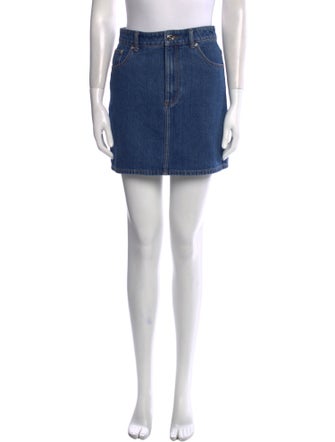 Burberry Blue Denim Skirt With Bambi Patch Pocket Mini Skirt