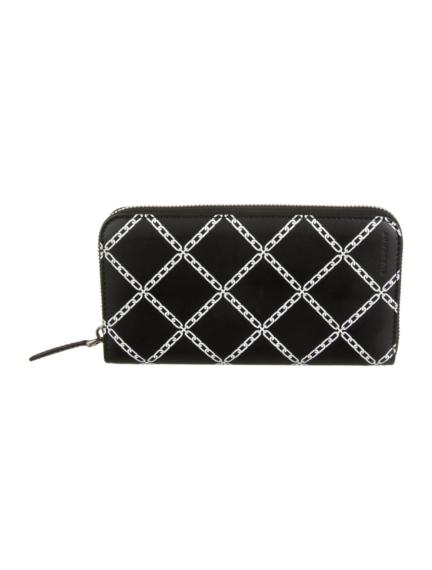 Burberry Leather Plaid Print Continental Wallet