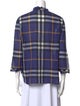Burberry Plaid Print Mock Neck Button-Up Top