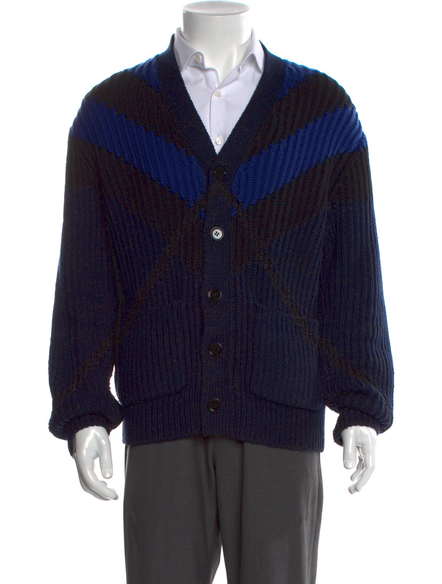 Burberry Colorblock Pattern V-Neck Cardigan