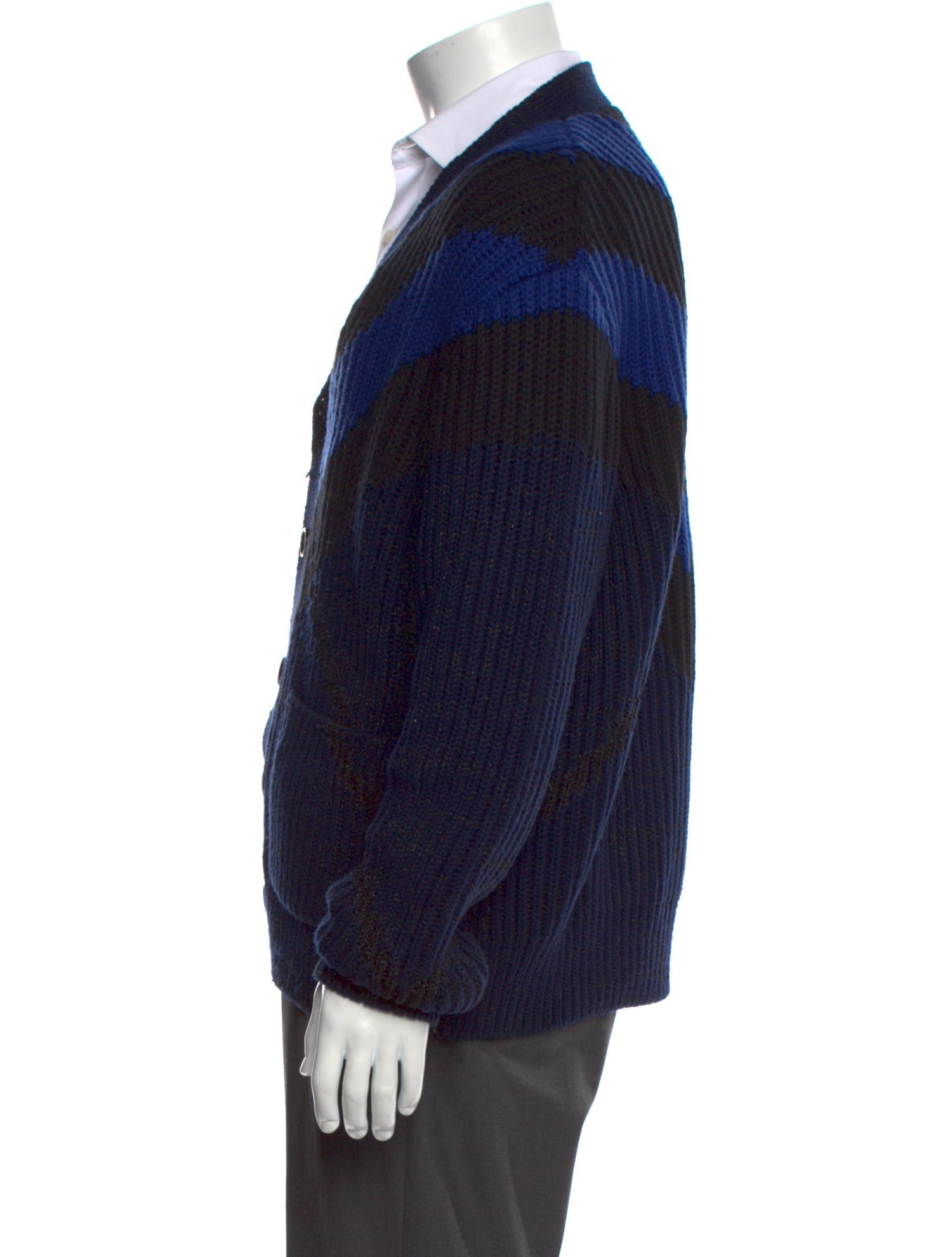 Burberry Colorblock Pattern V-Neck Cardigan