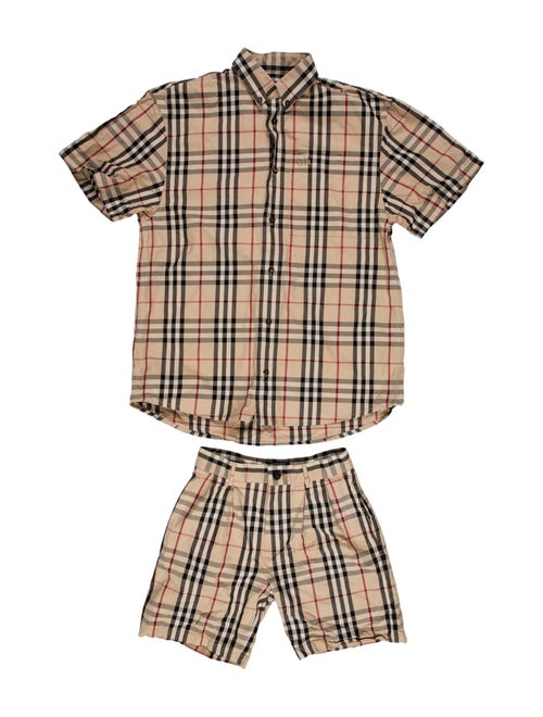 Burberry Plaid Print Embroidered Accent Short Set