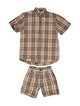 Burberry Plaid Print Embroidered Accent Short Set