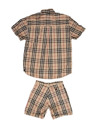Burberry Plaid Print Embroidered Accent Short Set