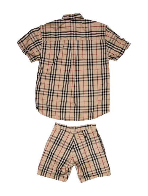 Burberry Plaid Print Embroidered Accent Short Set