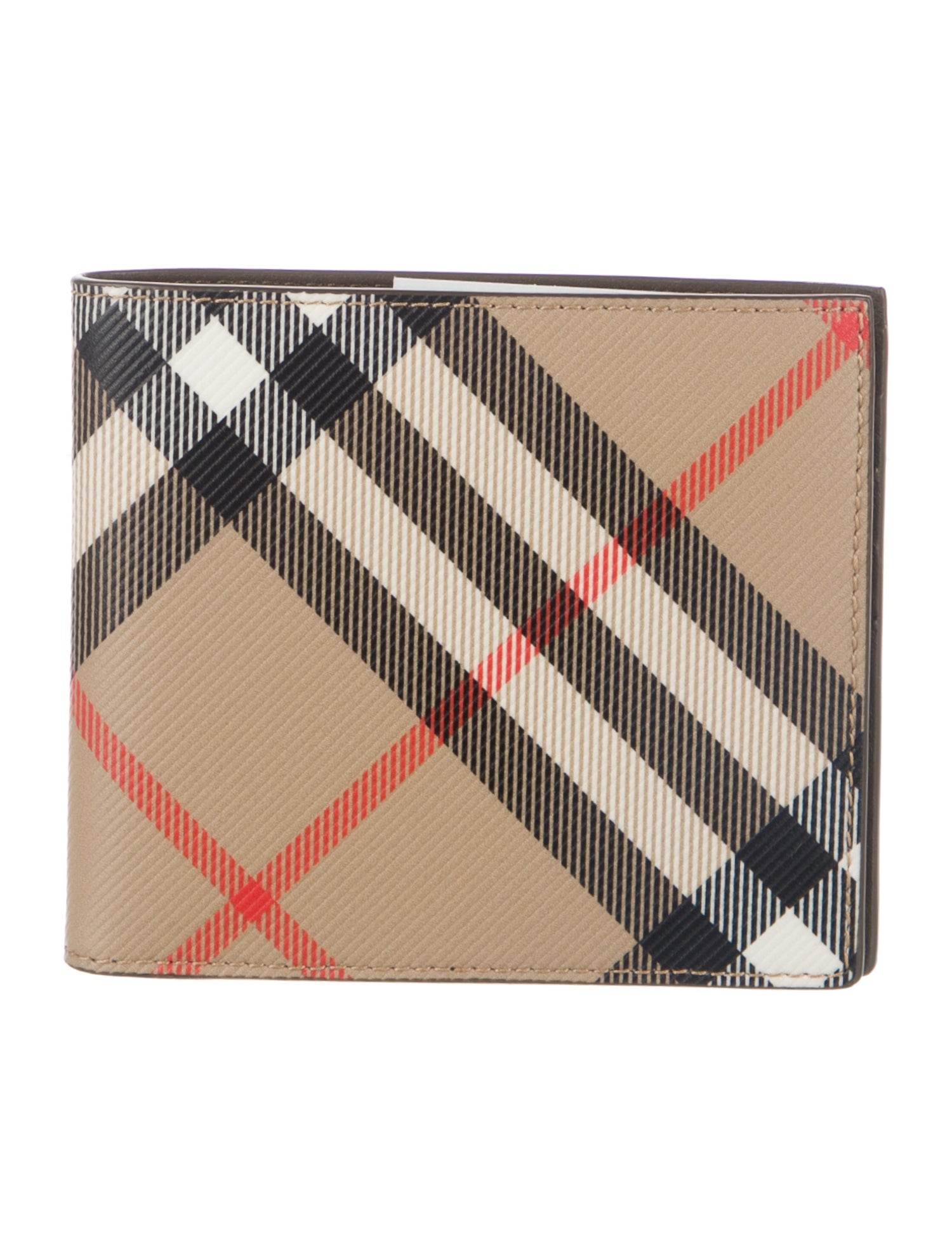 Burberry Leather Plaid Print Bifold Wallet w/ Tags